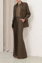 Zimmermann Rebellion Structured Flare Pant - Dark Olive