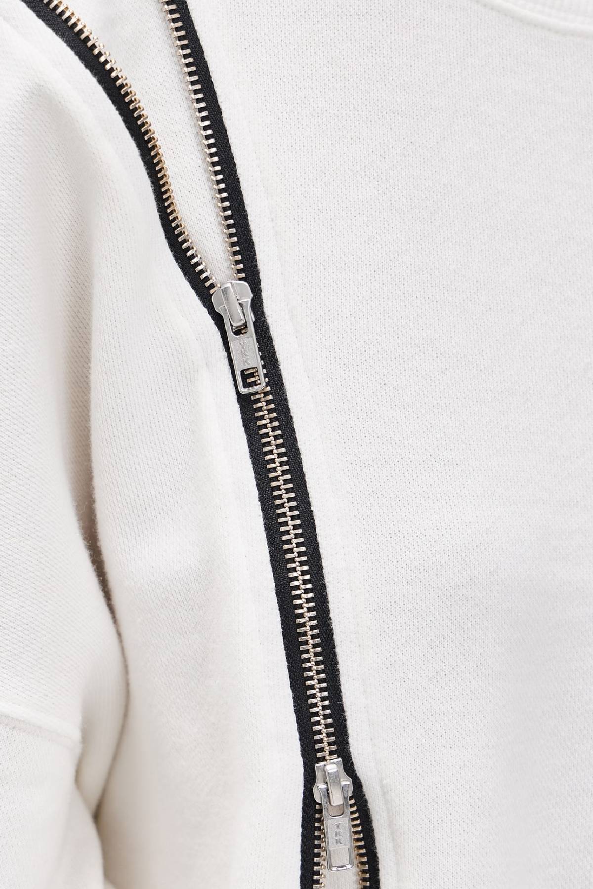 R13 Zippered Crewneck Top - White