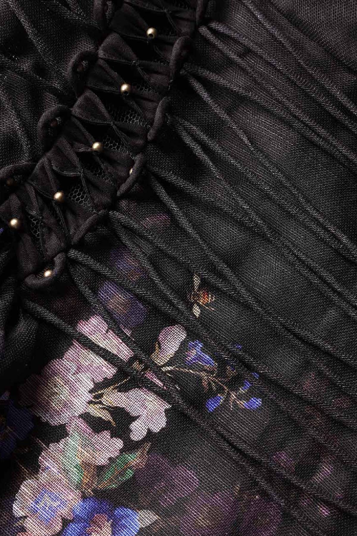 Zimmermann Luna Beaded Picnic Dress - Black Multi Floral