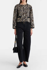 Nili Lotan Beyton Cardigan - Jute Leopard