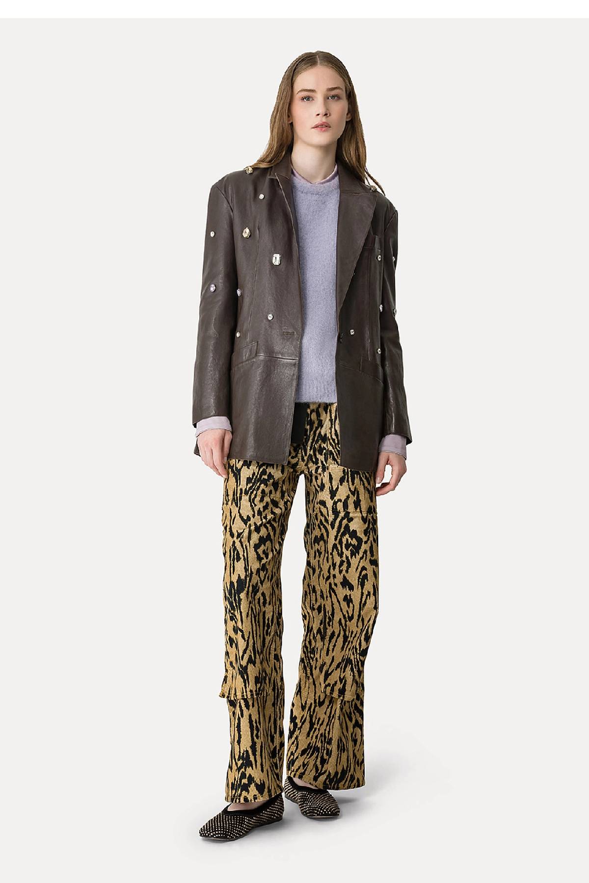 Forte Forte "Moiré" Print Velvet Cargo Pants - Honey