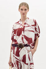 Silvia Tcherassi Susanne Blouse - Beige Burgundy Abstract
