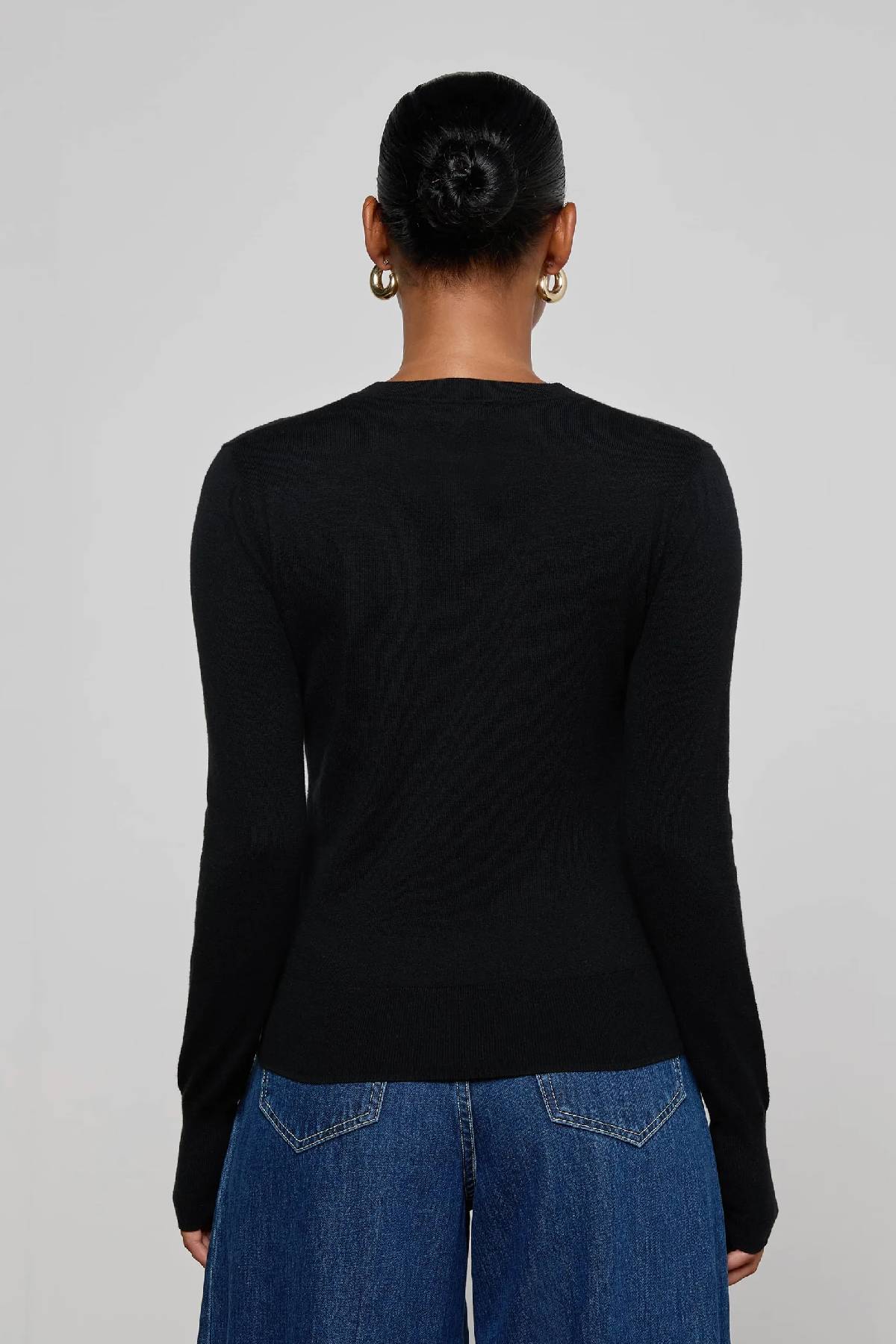 L'AGENCE Ronda Knit Henley Top - Black/ Gold