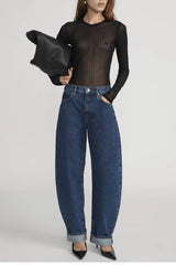 Frame The Mesh Polka Dot Top - Black