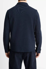 Vince Men's Double Knit Cotton Blend Piqué Shirt Jacket - Coastal Blue/ Medium Grey