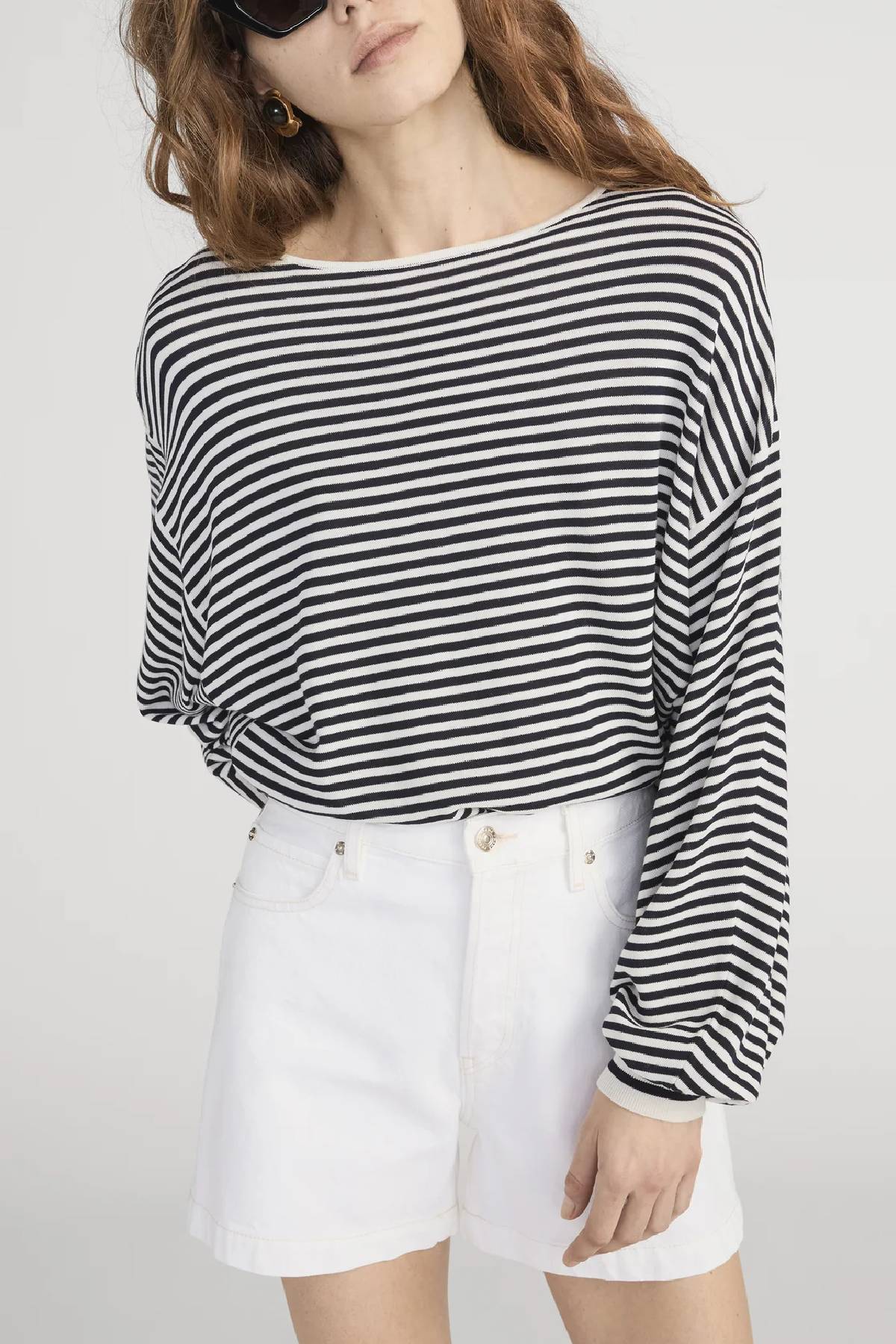 Frame The Striped Slouchy Sweater - Cream Multi