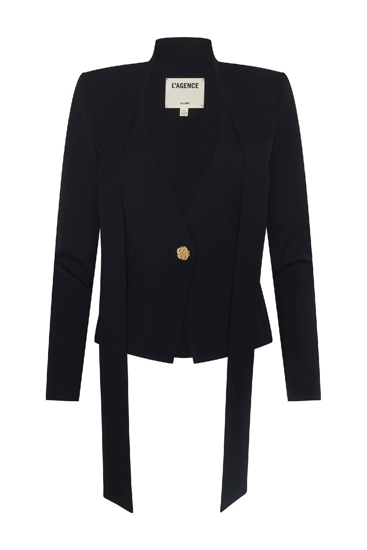 L'AGENCE Romy Tie Neck Blazer - Black