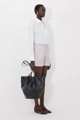 Loulou de Saison Lory Drawstring Shorts - Dark Red/ Light Blue