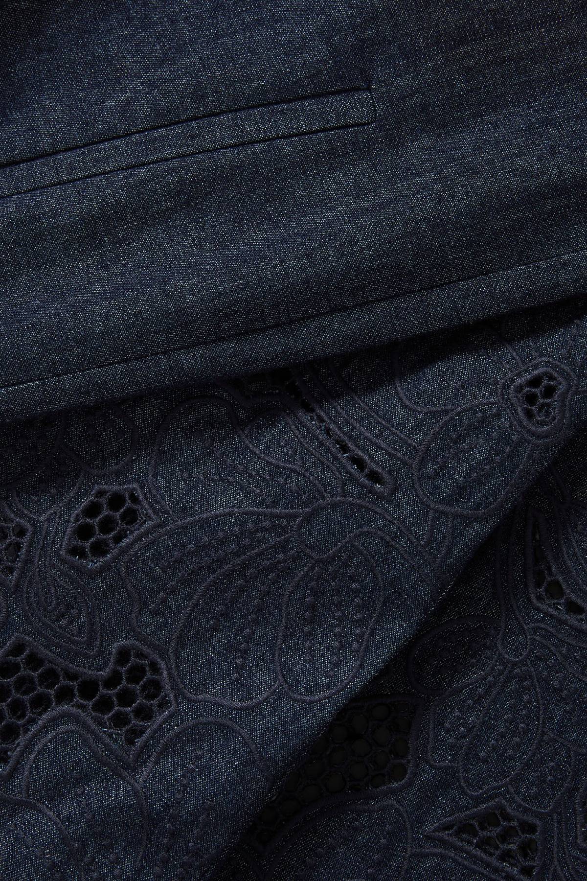 Veronica Beard Osborne Wide Leg Eyelet Pant - Indigo Rinse