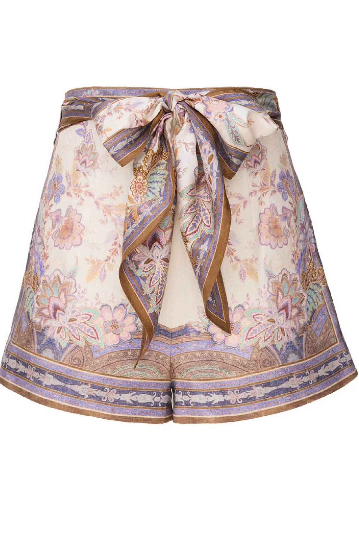 Zimmermann Luna Scarf Tie Short - Cream Blue Paisley