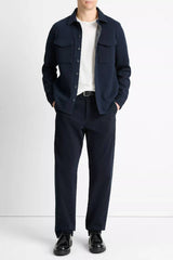 Vince Men's Double Knit Cotton Blend Piqué Shirt Jacket - Coastal Blue/ Medium Grey