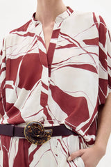 Silvia Tcherassi Susanne Blouse - Beige Burgundy Abstract