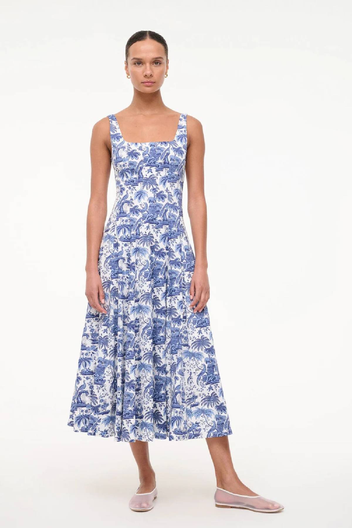 Staud Wells Dress - Blue Toile