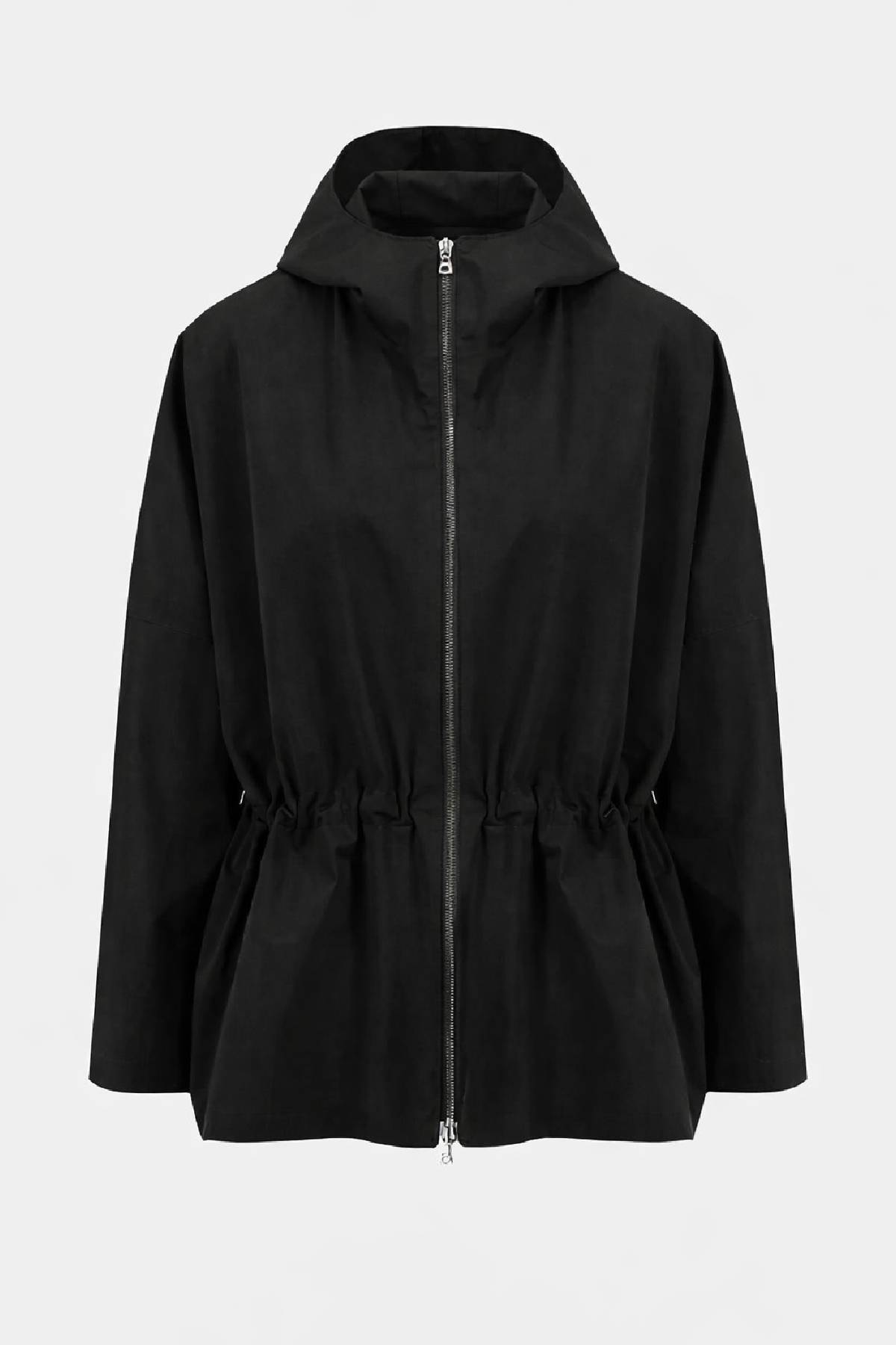 Harris Wharf Hooded Drawstring Jacket Light Technic - Black