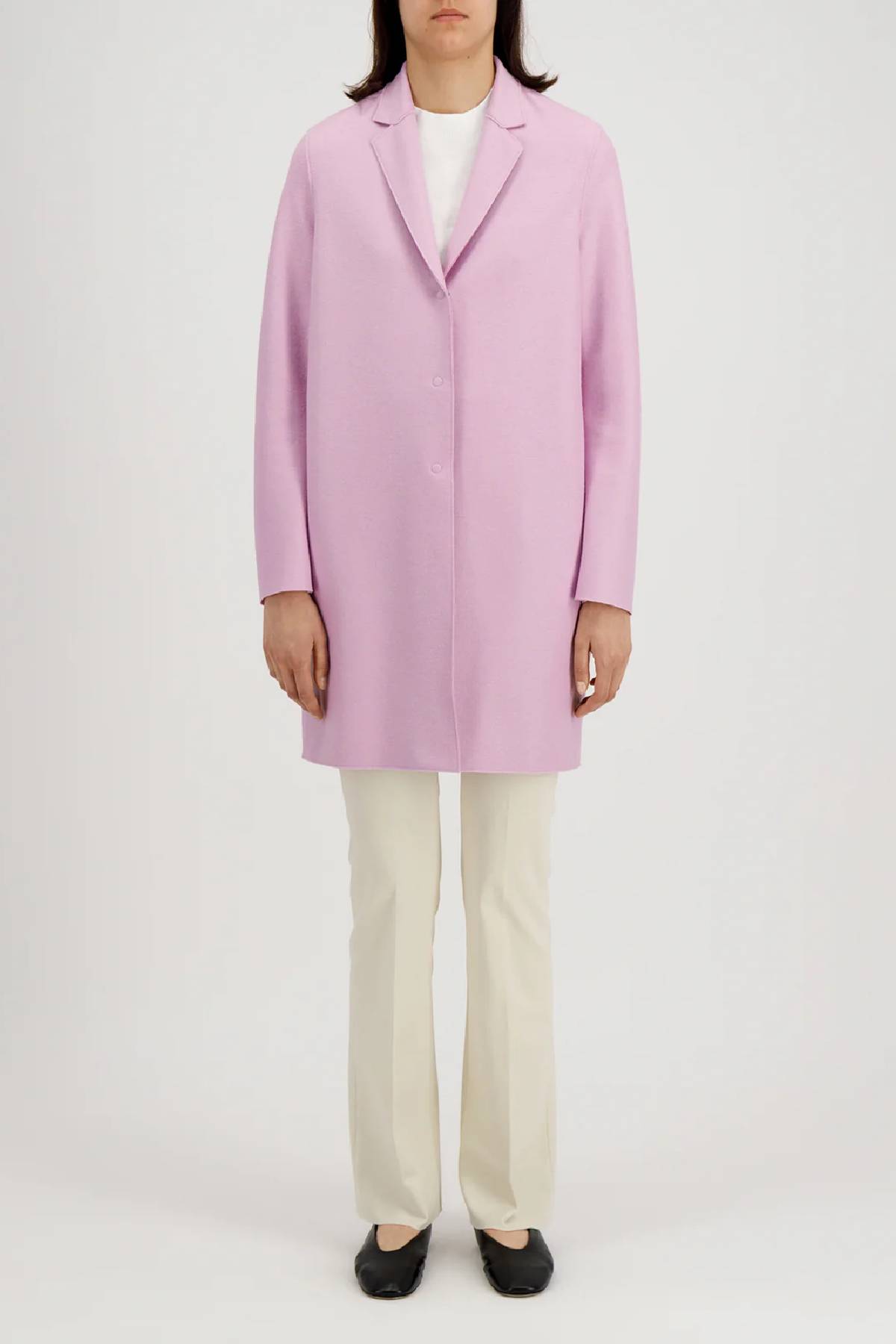 Harris Wharf Cocoon Coat Light Pressed Wool - Cyclamine