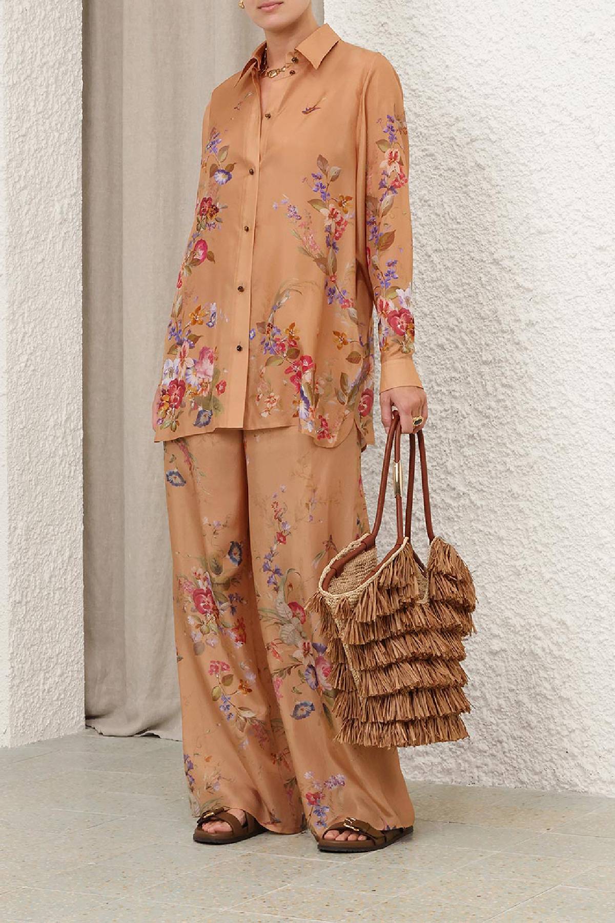 Zimmermann Patience Relaxed Shirt - Tan Floral