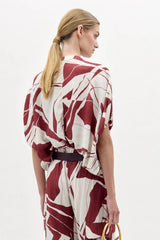 Silvia Tcherassi Susanne Blouse - Beige Burgundy Abstract
