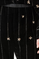 Forte Forte "Petites Etoiles" Embroidery Velvet Flare Pants - Noir