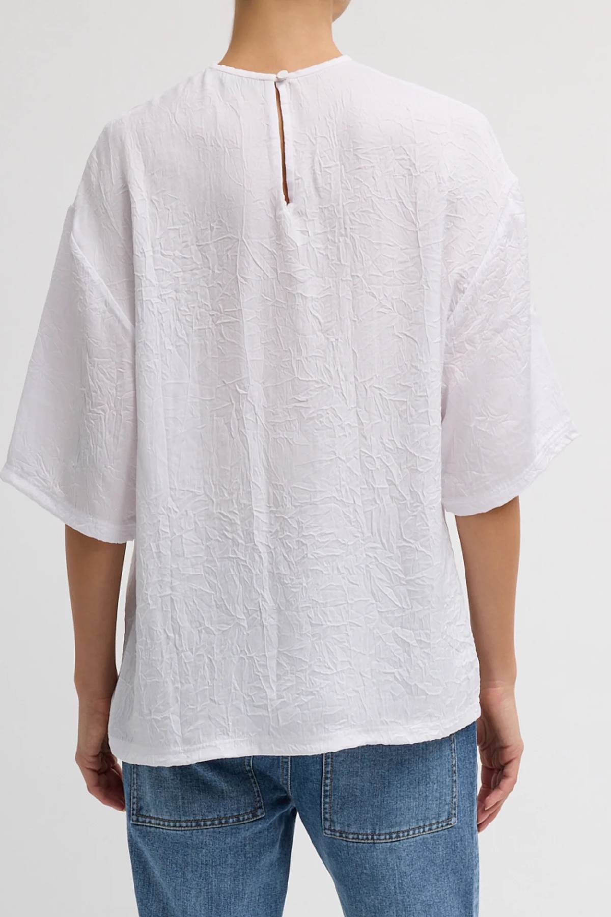 Tibi Crinkle Shirting Easy T-Shirt - White
