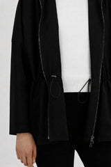 Harris Wharf Hooded Drawstring Jacket Light Technic - Black