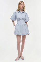 Simkhai Cleo Balloon Pintuck Mini Dress - Periwinkle Sky