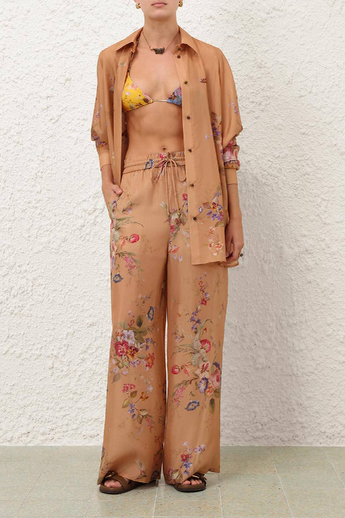 Zimmermann Patience Relaxed Pant - Tan Floral