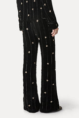Forte Forte "Petites Etoiles" Embroidery Velvet Flare Pants - Noir