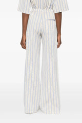 Forte Forte Striped Straight Cut Trousers - Striped Plume