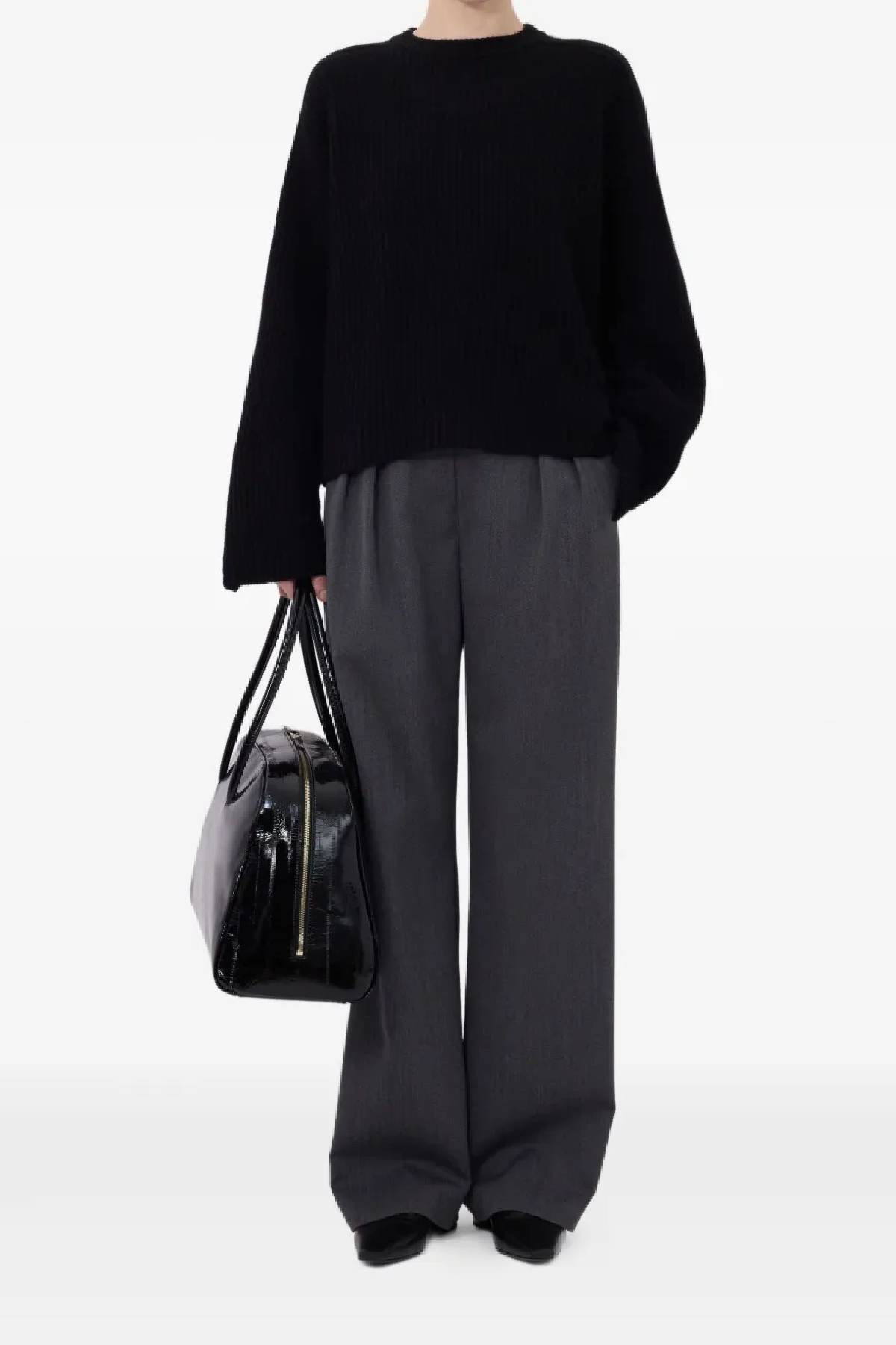 Loulou de Saison Axel LDS Ribbed Sweater - Black