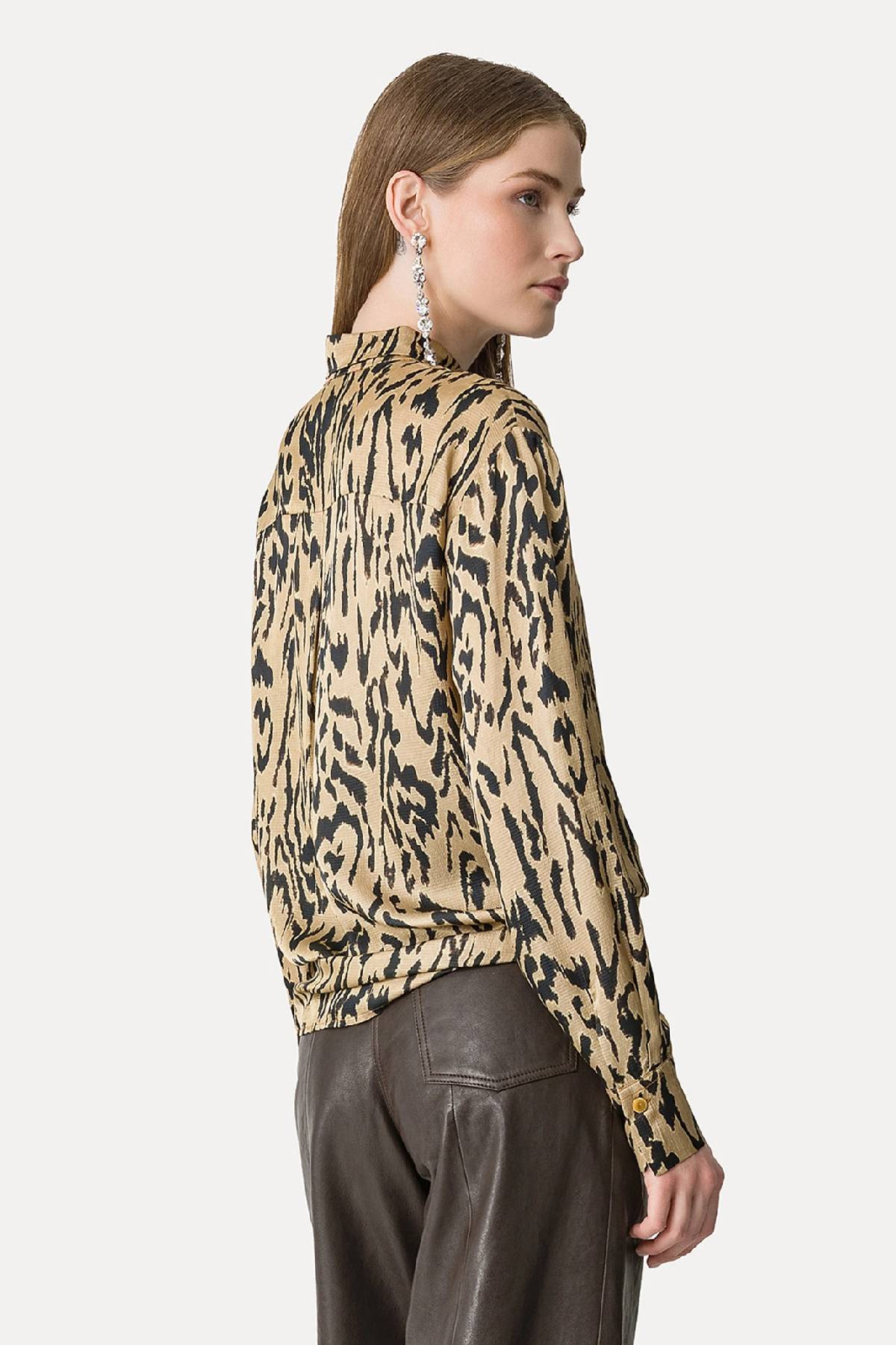 Forte Forte "Moiré" Print Satin Oversized Shirt - Honey