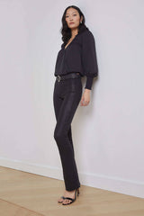 L'AGENCE Selma Coated Bootcut Jean - Noir Coated