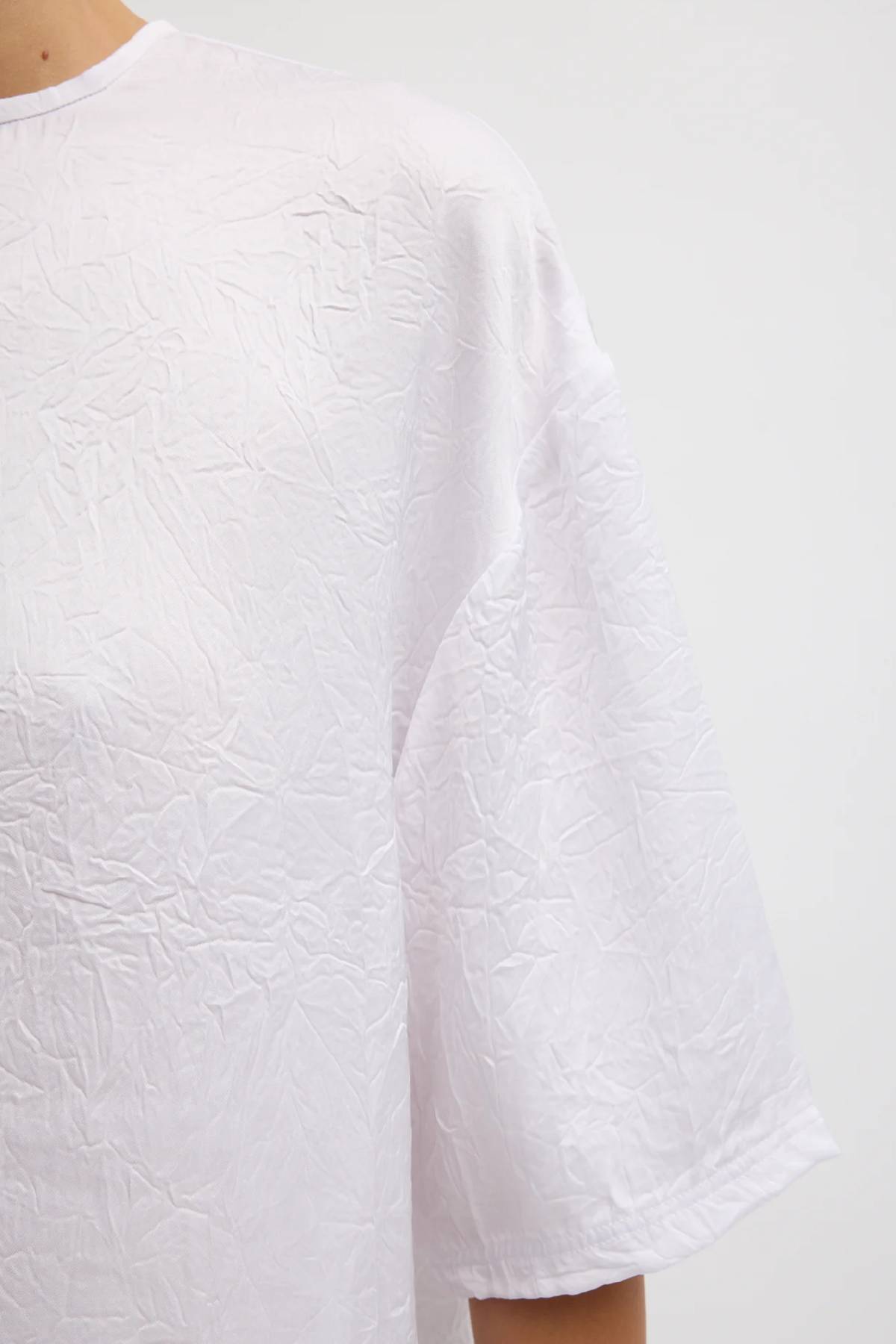 Tibi Crinkle Shirting Easy T-Shirt - White