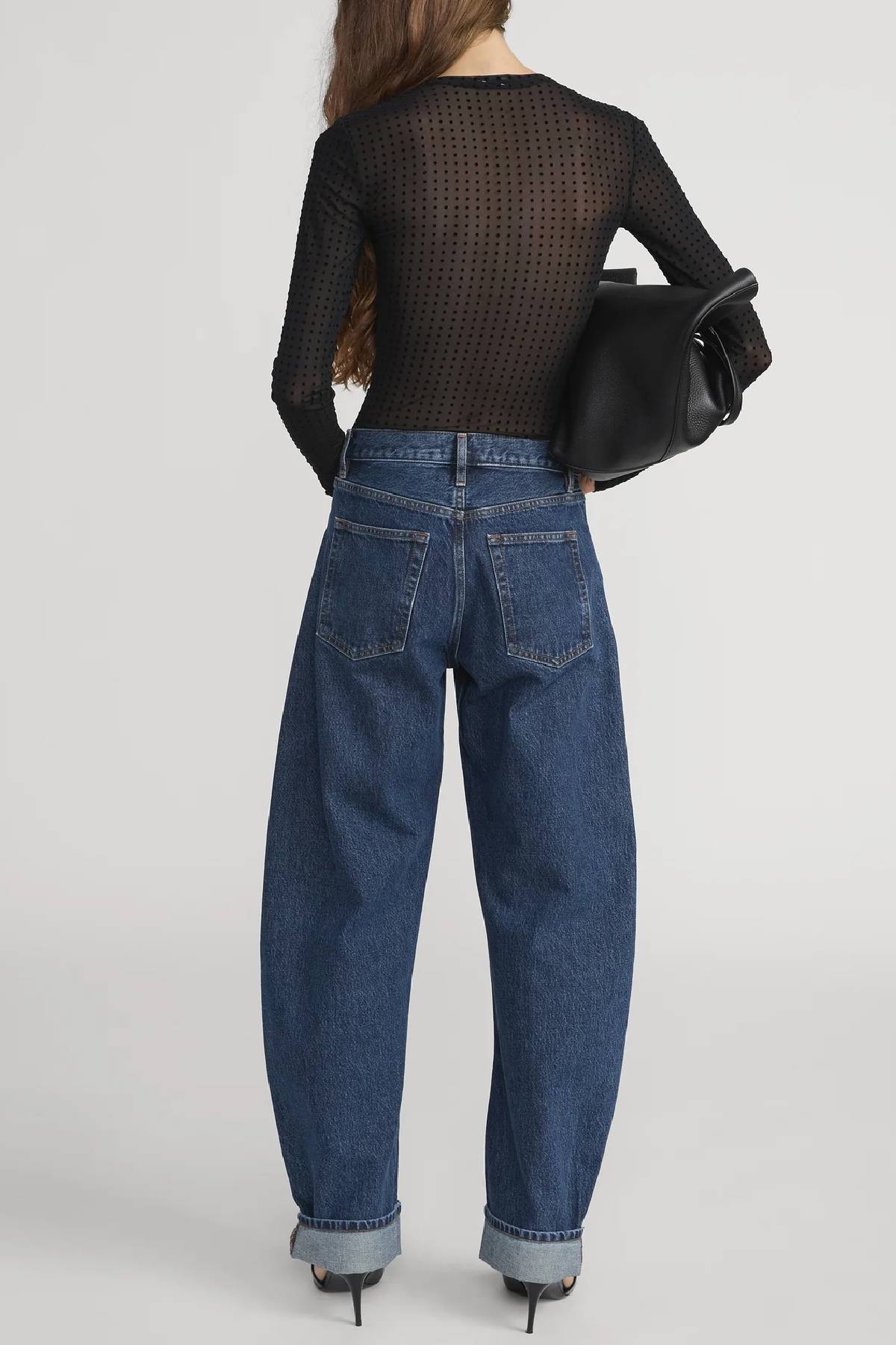 Frame The Mesh Polka Dot Top - Black