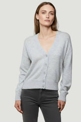 Majestic Filatures Cashmere Silk Button V-Neck Cardigan - Brume Chine