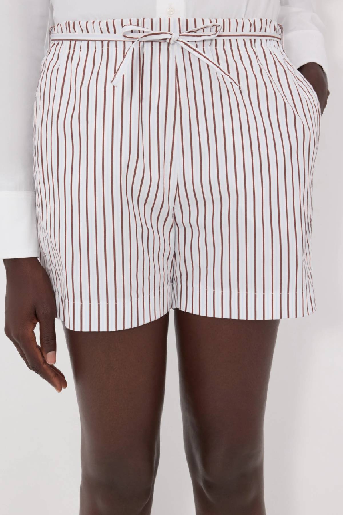 Loulou de Saison Lory Drawstring Shorts - Dark Red/ Light Blue