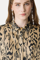 Forte Forte "Moiré" Print Satin Oversized Shirt - Honey