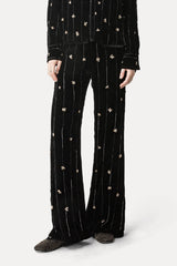 Forte Forte "Petites Etoiles" Embroidery Velvet Flare Pants - Noir