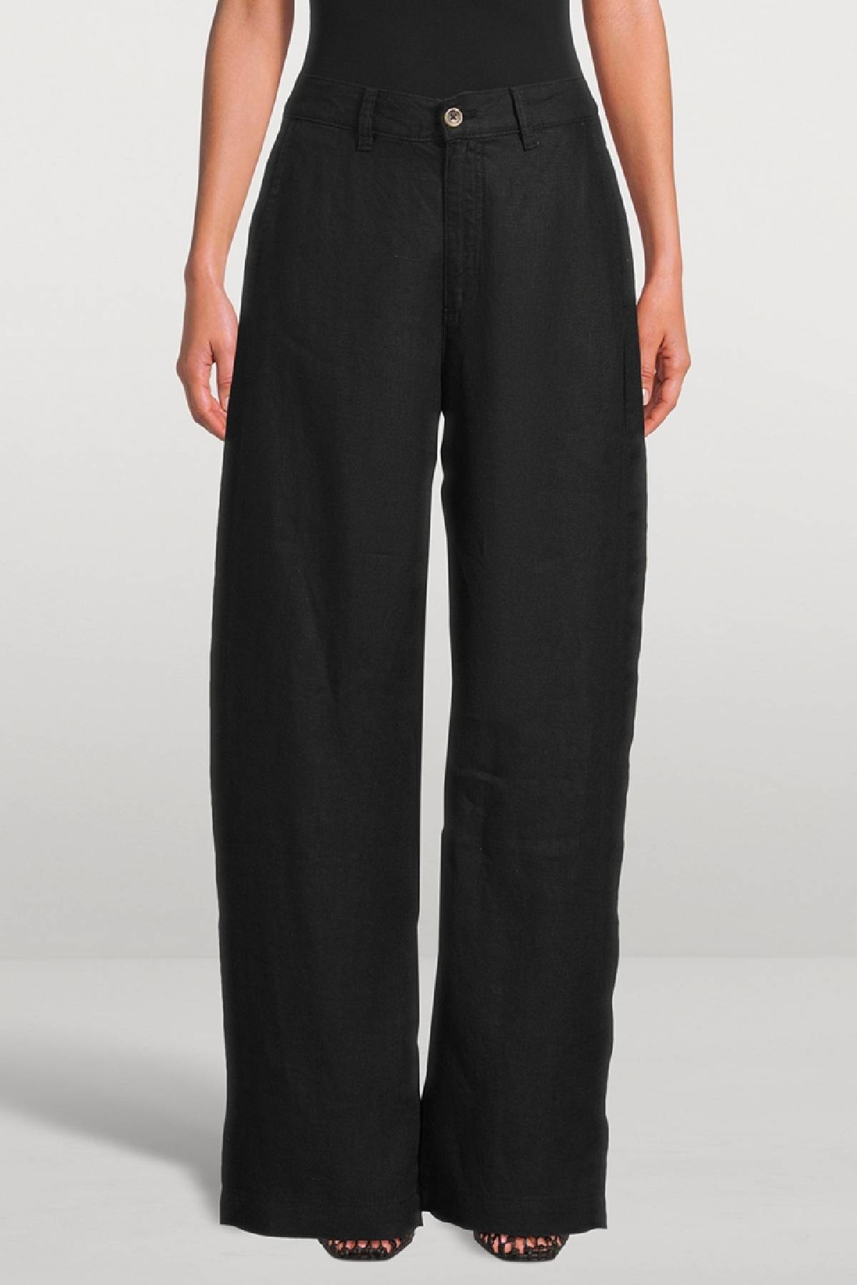 DL1961 Taylor Relaxed Barrel Ultra High Rise 31" Jeans - Black Linen