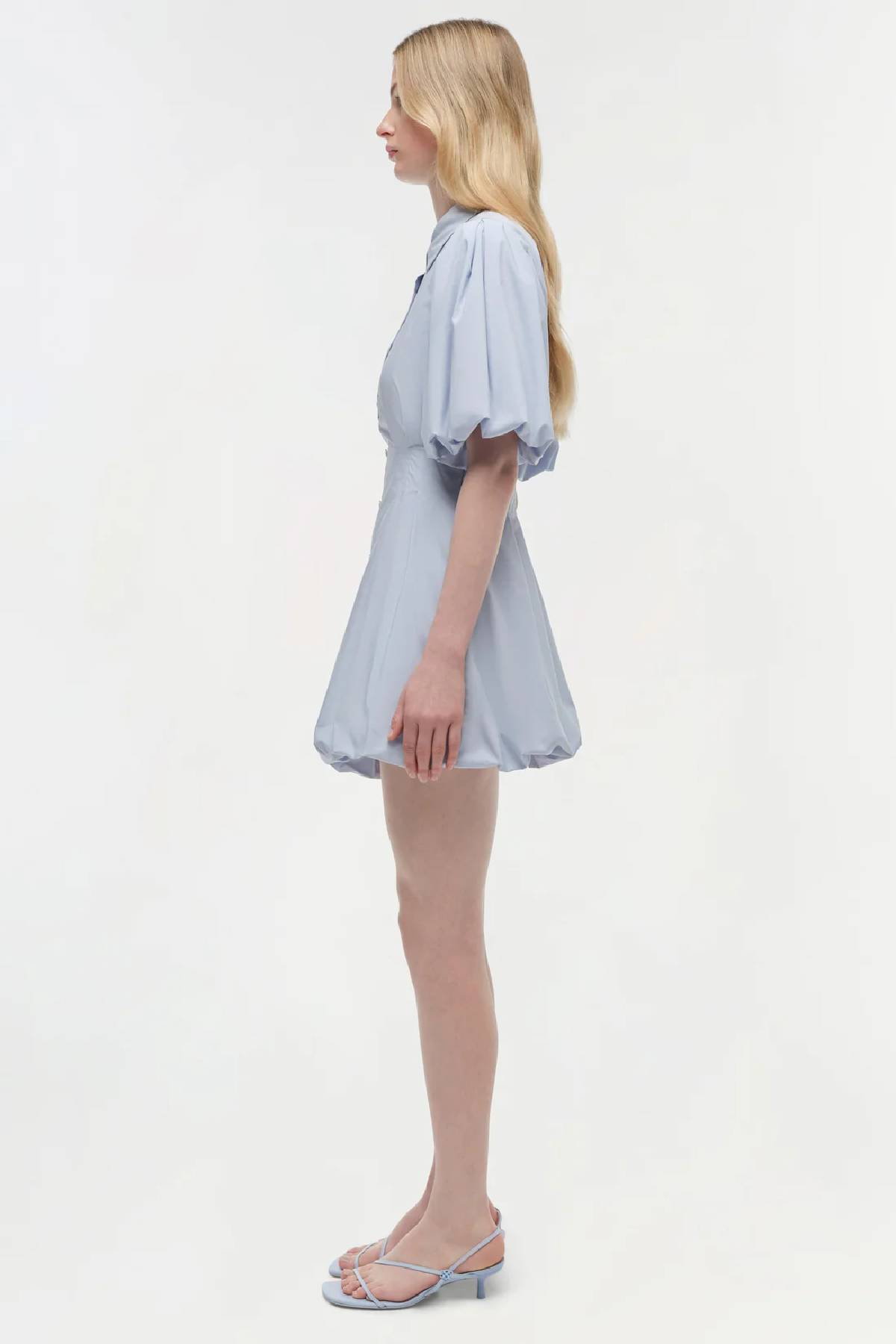 Simkhai Cleo Balloon Pintuck Mini Dress - Periwinkle Sky