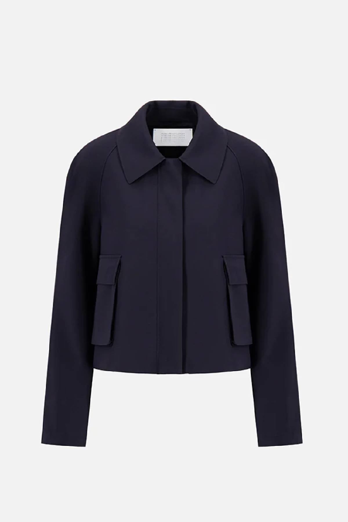 Harris Wharf Cropped Raglan Jacket Scuba - Navy Blue