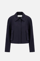 Harris Wharf Cropped Raglan Jacket Scuba - Navy Blue