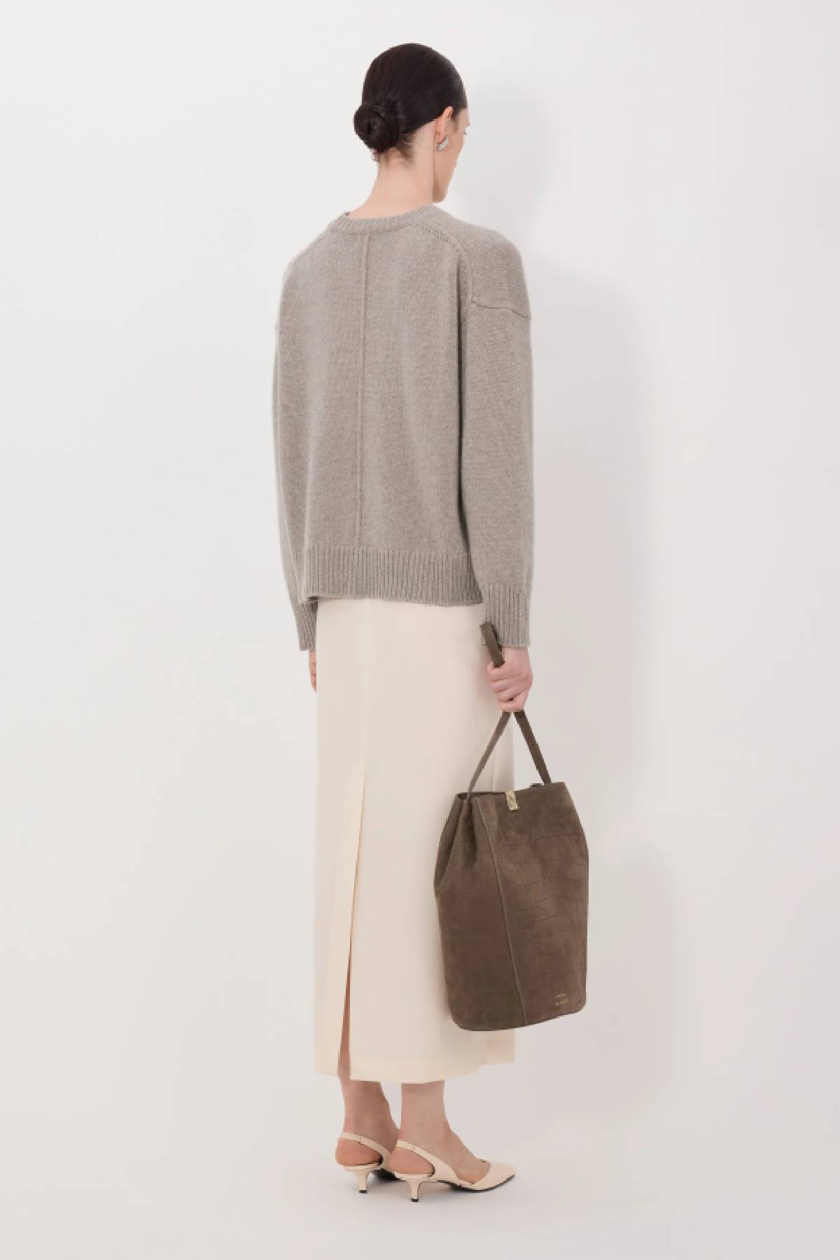 Loulou de Saison Pia Crewneck Sweater - Stone Melange