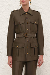 Zimmermann Rebellion Utility Jacket - Dark Olive