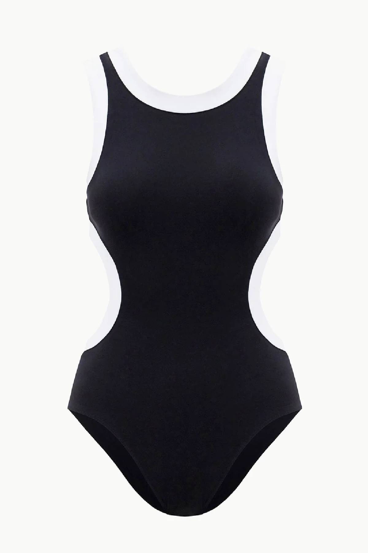 Staud Dolce One Piece Swimsuit - Black/ White