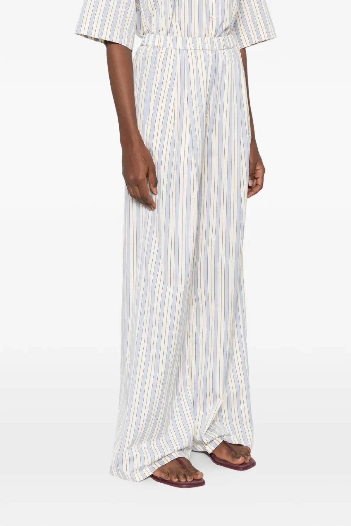 Forte Forte Striped Straight Cut Trousers - Striped Plume