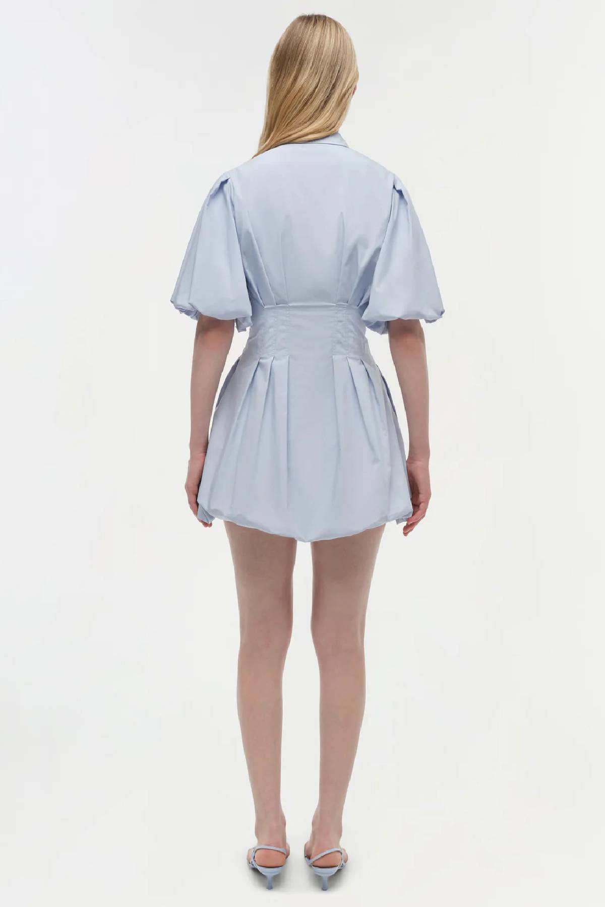 Simkhai Cleo Balloon Pintuck Mini Dress - Periwinkle Sky