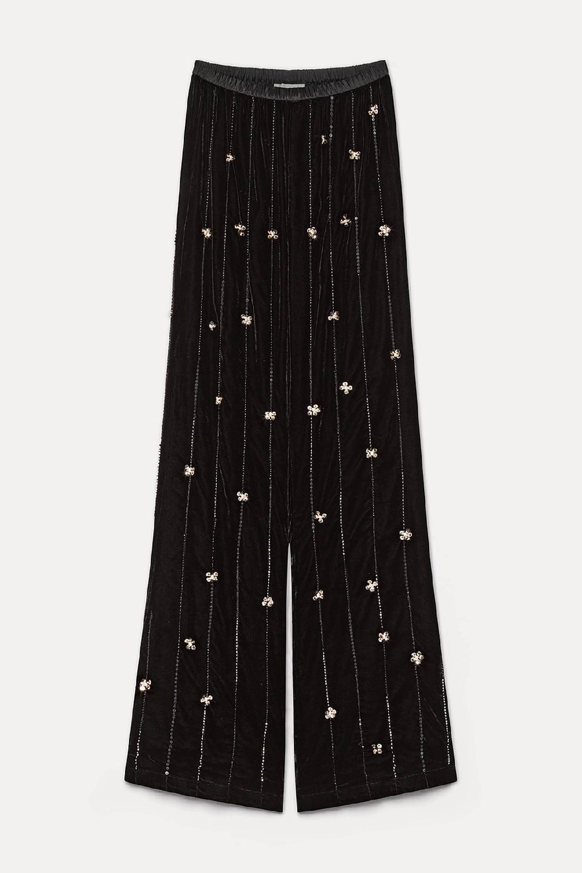 Forte Forte "Petites Etoiles" Embroidery Velvet Flare Pants - Noir