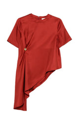 Loulou de Saison Madea Draped Asymmetric Top - Red