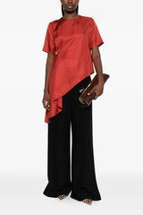 Loulou de Saison Madea Draped Asymmetric Top - Red
