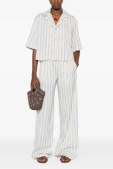 Forte Forte Striped Straight Cut Trousers - Striped Plume